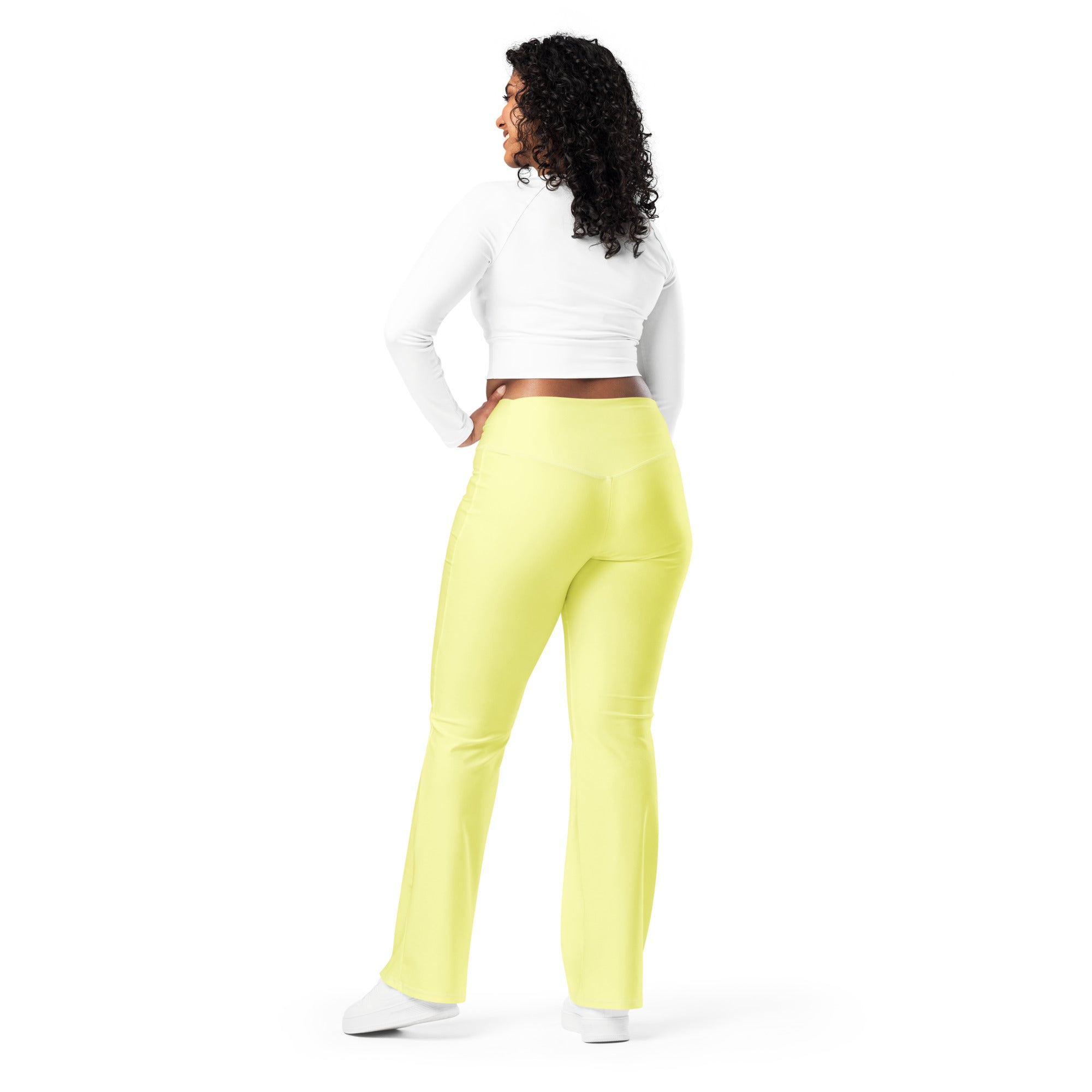 SUCCESS WIRE Flare Leggings for Women - Pastel Yellow