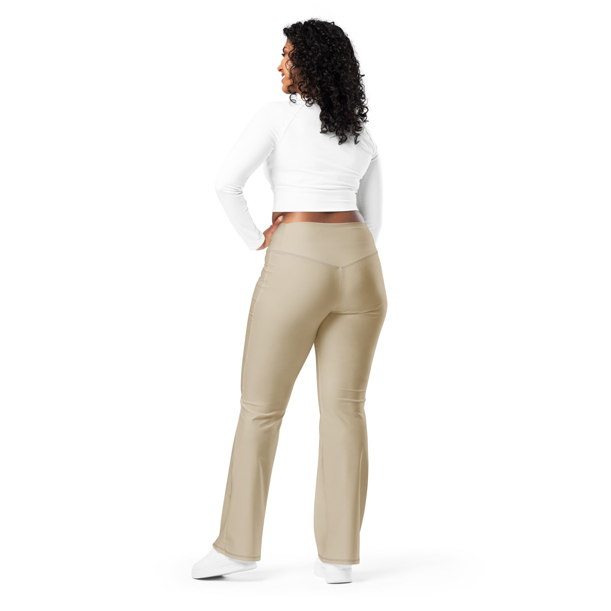 SUCCESS WIRE Flare Leggings for Women - Khaki Tan