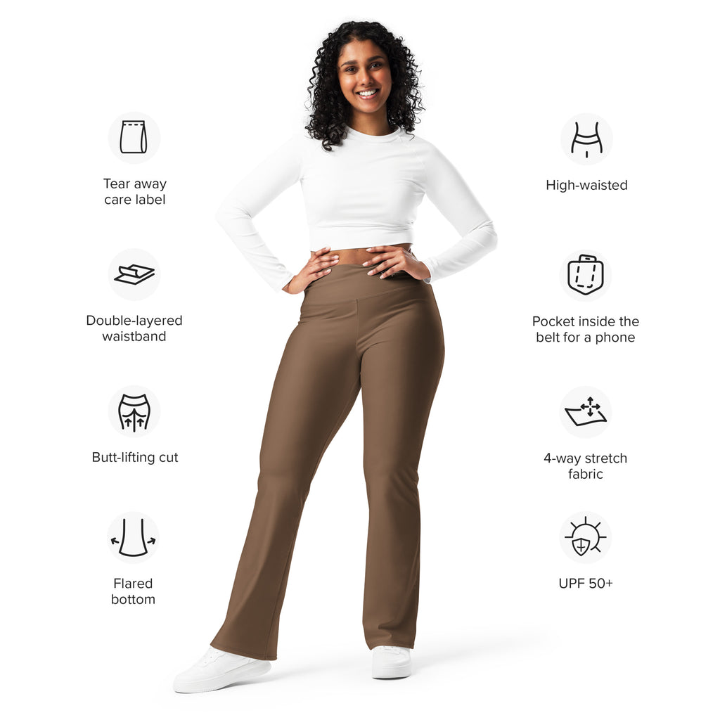 SUCCESS WIRE Flare Leggings for Women - Chocolate
