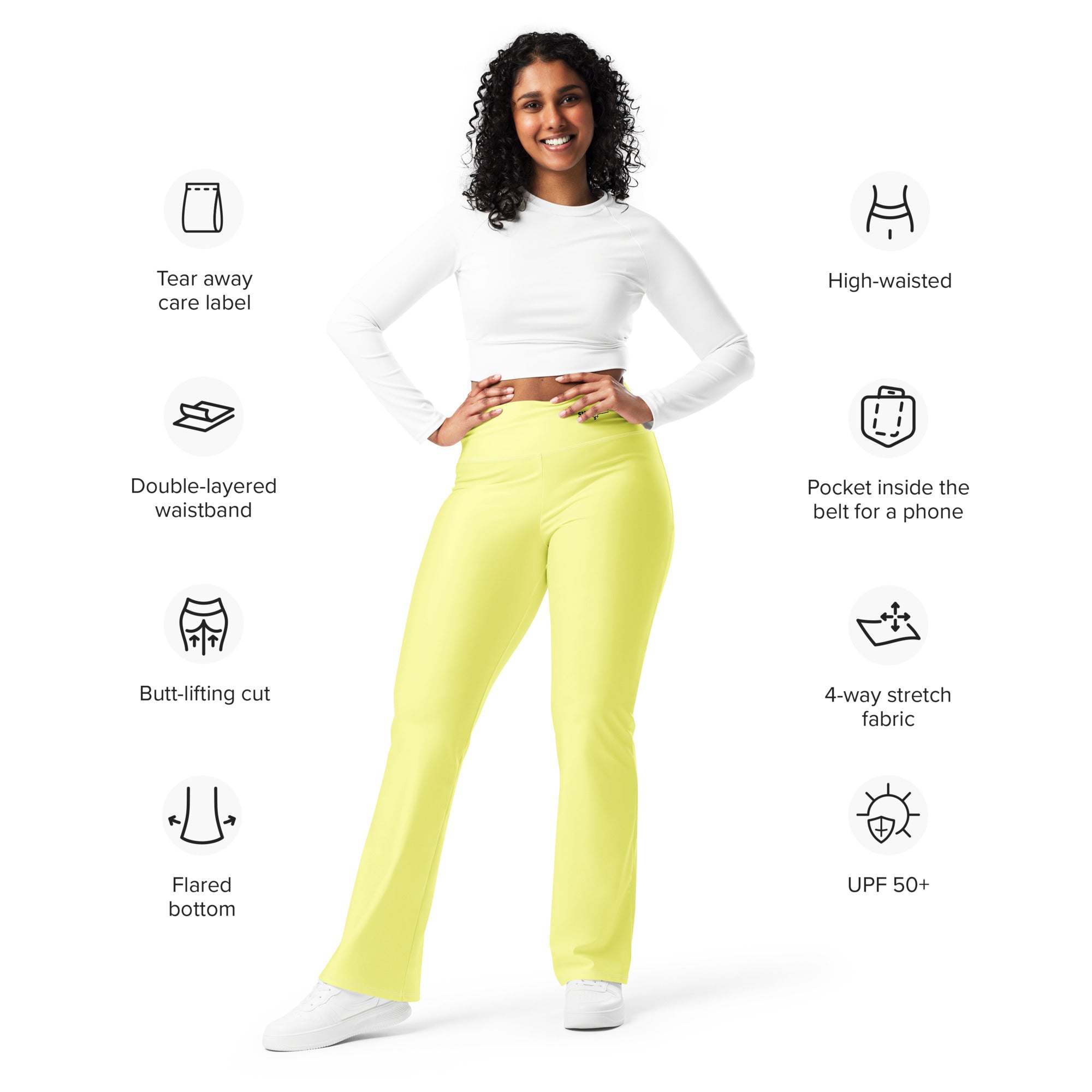 SUCCESS WIRE Flare Leggings for Women - Pastel Yellow