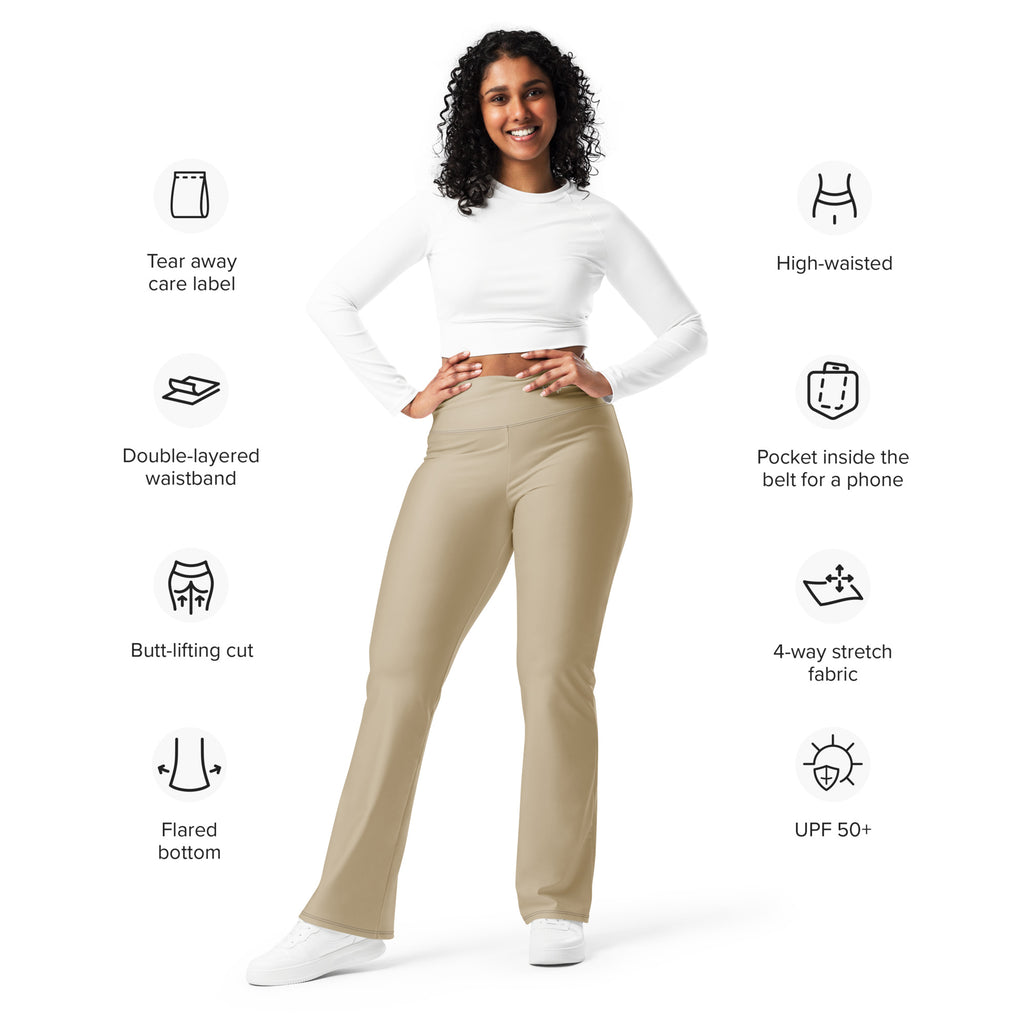 SUCCESS WIRE Flare Leggings for Women - Khaki Tan