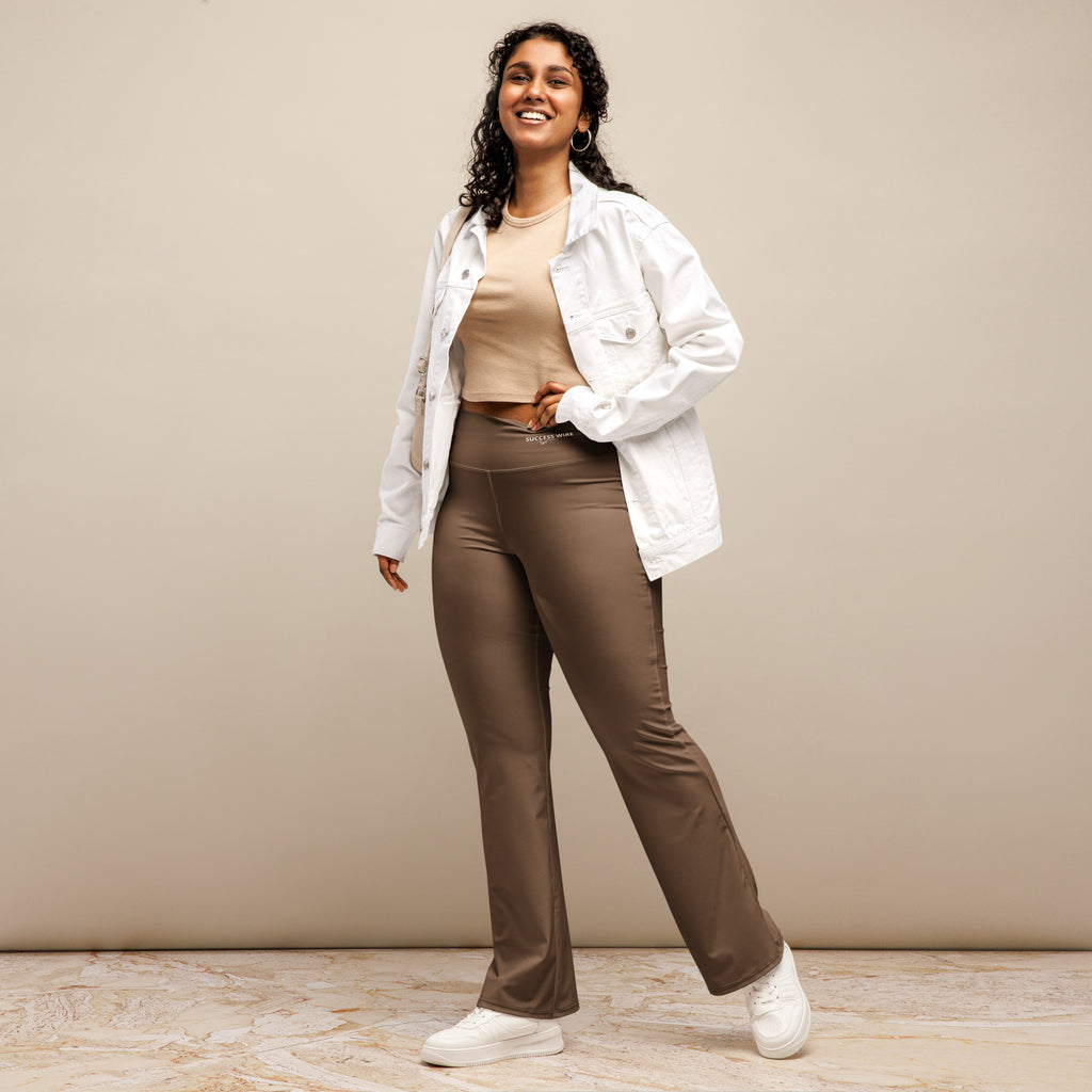 SUCCESS WIRE Flare Leggings for Women - Chocolate
