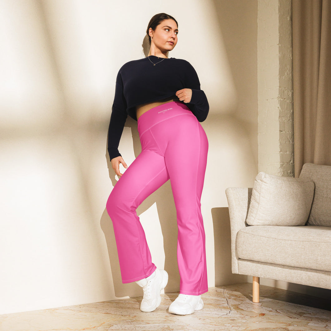 SUCCESS WIRE Flare Leggings for Women - Hot Pink