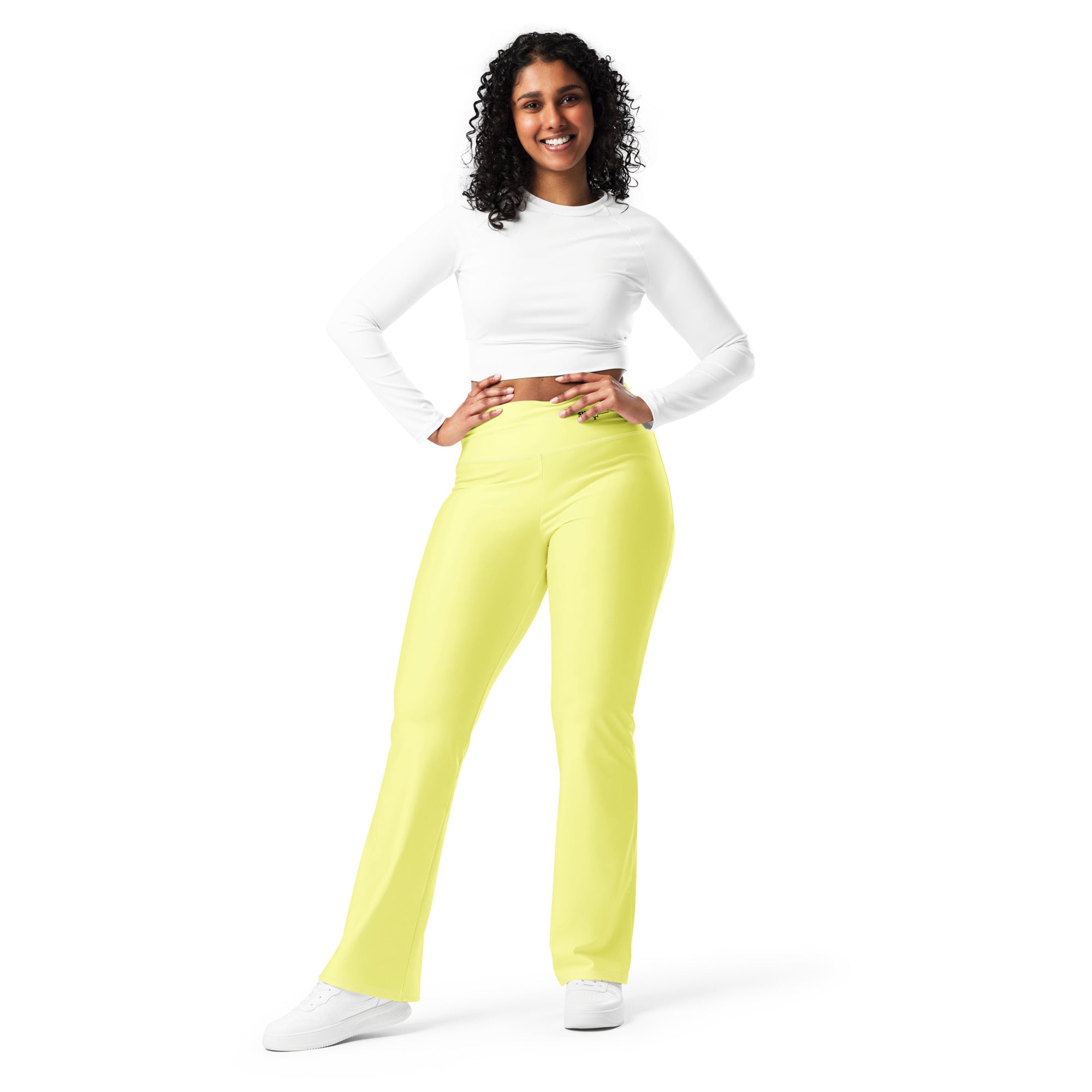 SUCCESS WIRE Flare Leggings for Women - Pastel Yellow