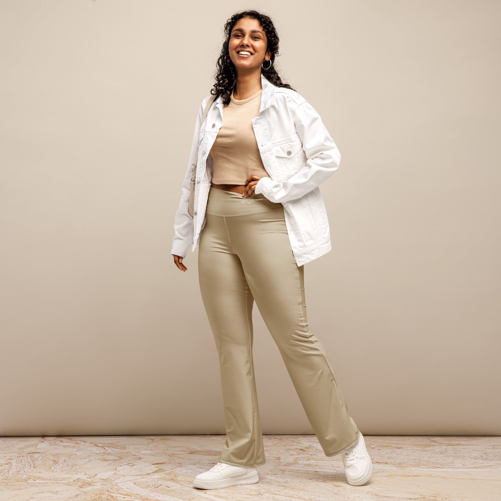 SUCCESS WIRE Flare Leggings for Women - Khaki Tan