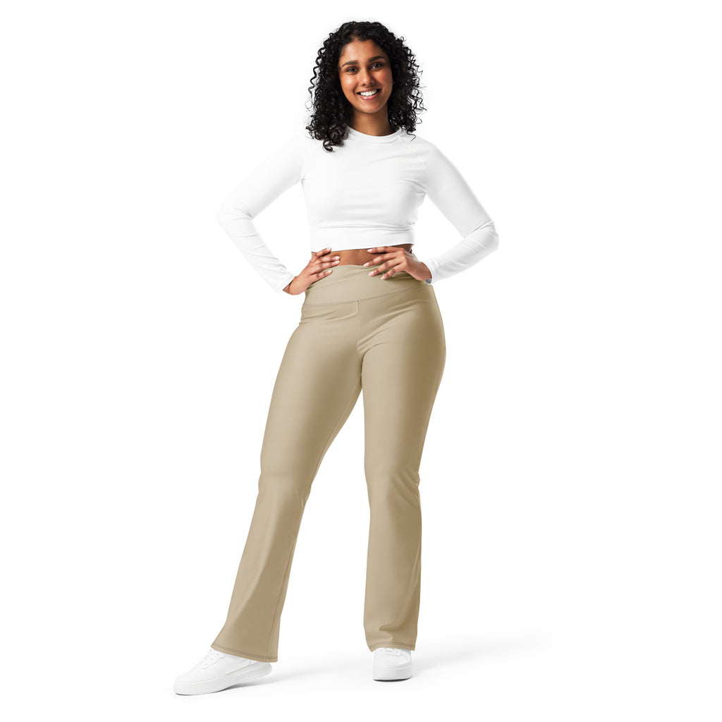 SUCCESS WIRE Flare Leggings for Women - Khaki Tan