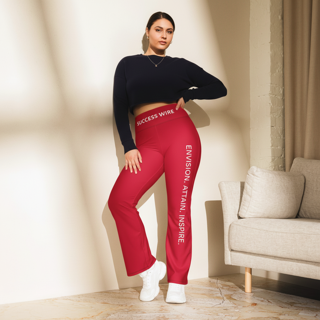 SUCCESS WIRE Bold Red Flare Leggings for Women - Vision Collection