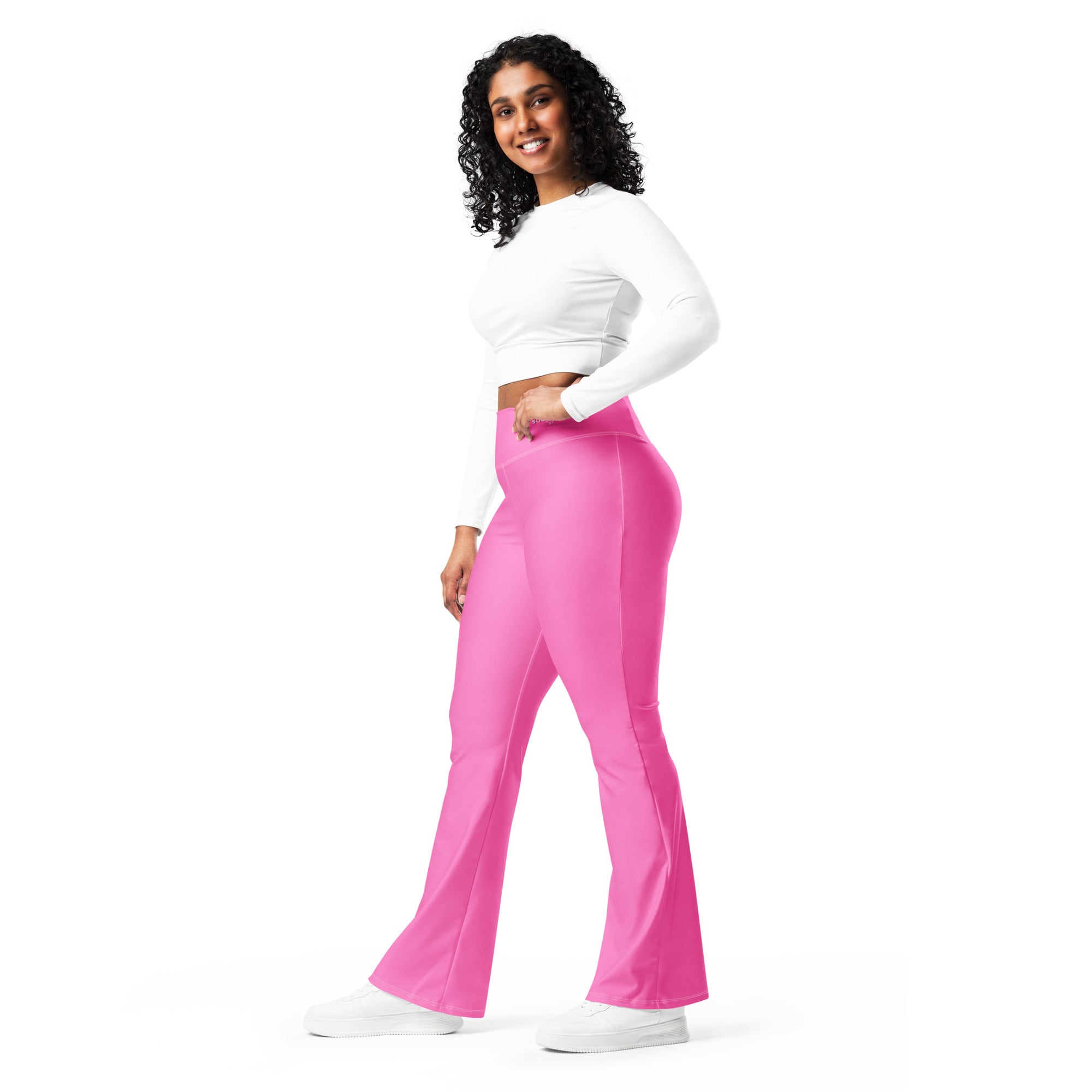 SUCCESS WIRE Flare Leggings for Women - Hot Pink