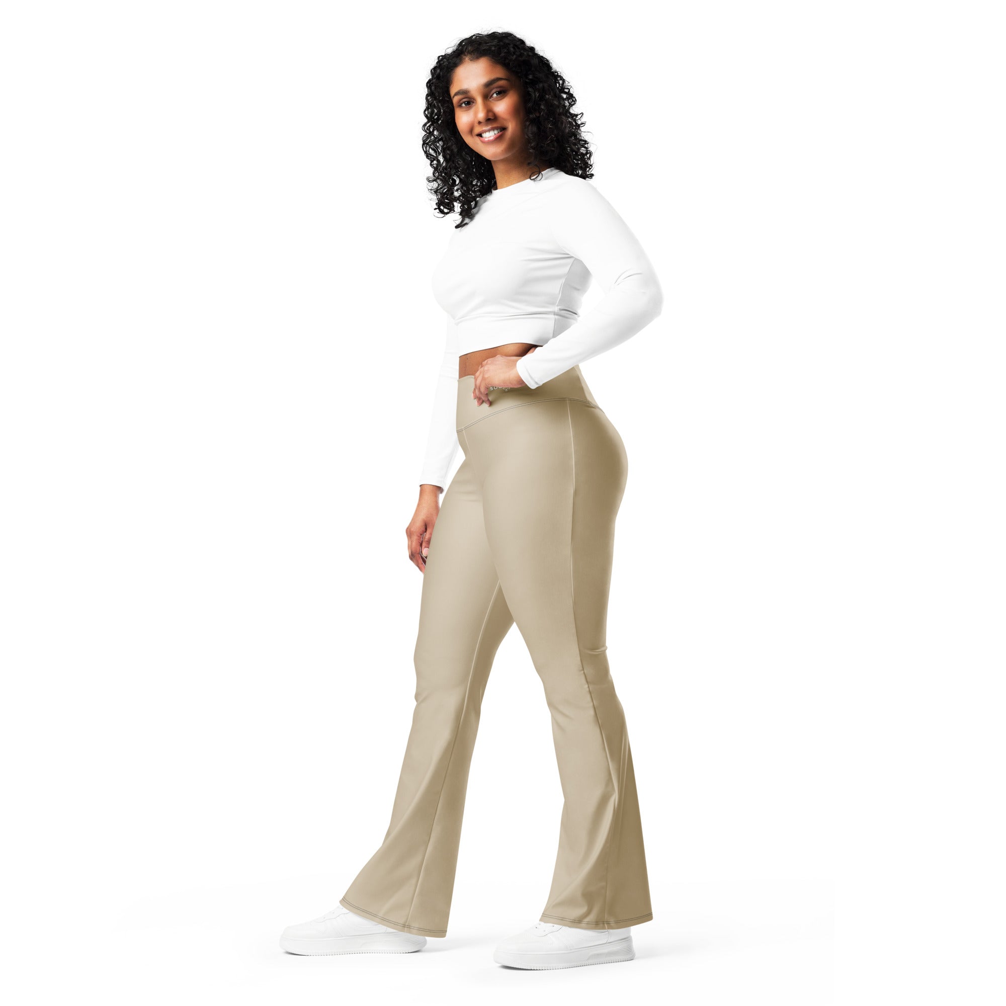 SUCCESS WIRE Flare Leggings for Women - Khaki Tan