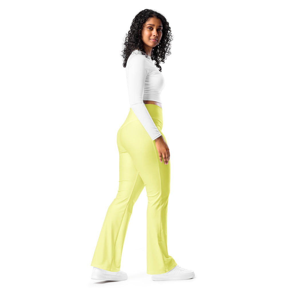 SUCCESS WIRE Flare Leggings for Women - Pastel Yellow