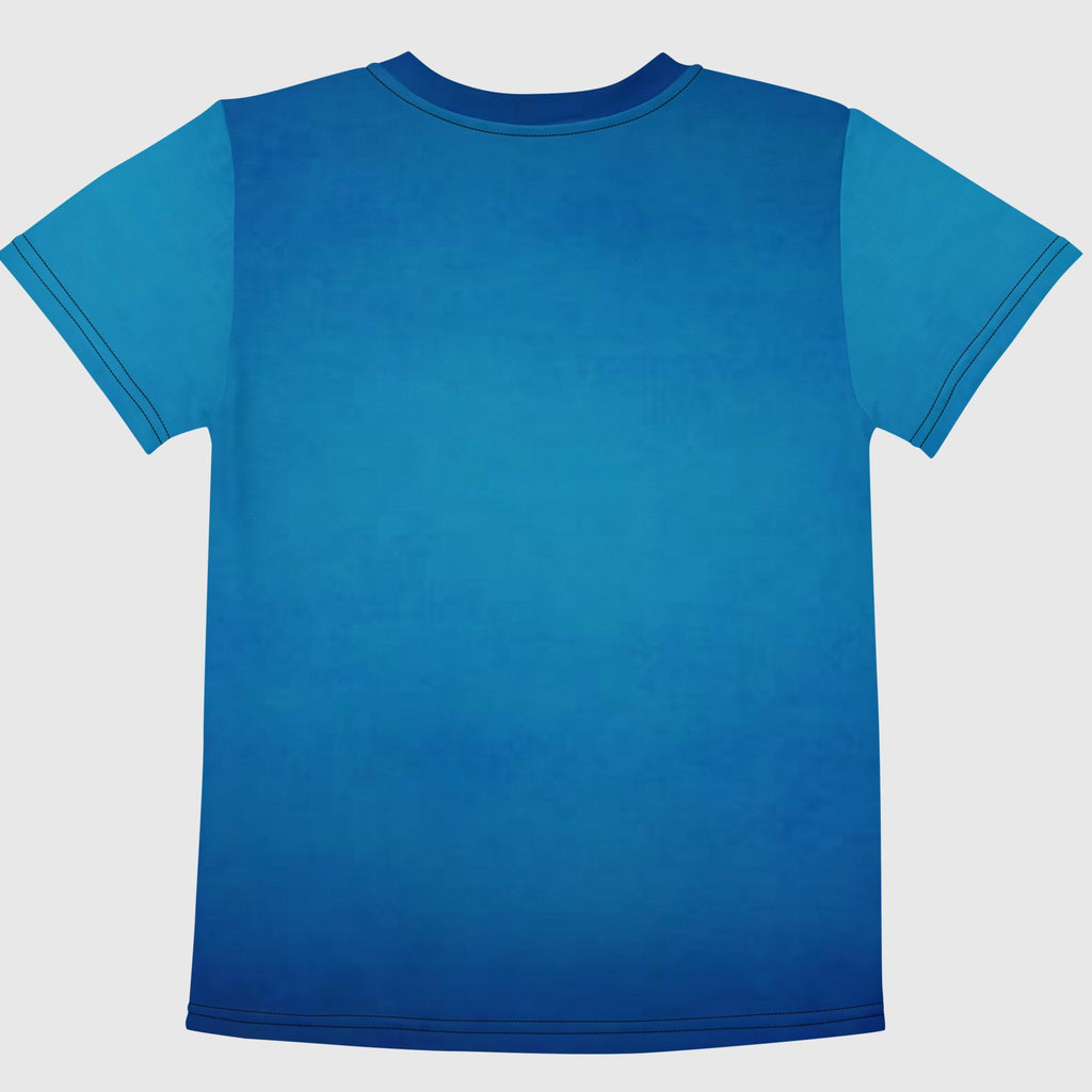 SUCCESS WIRE Unisex Blue Glow Crew Neck T-Shirt for Little Kids (2T-7) w/White Logo