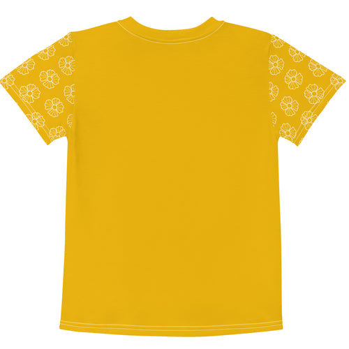 SUCCESS WIRE Blooming Petals Crew Neck T-shirt for Little Girls (2T-7) - Goldenrod