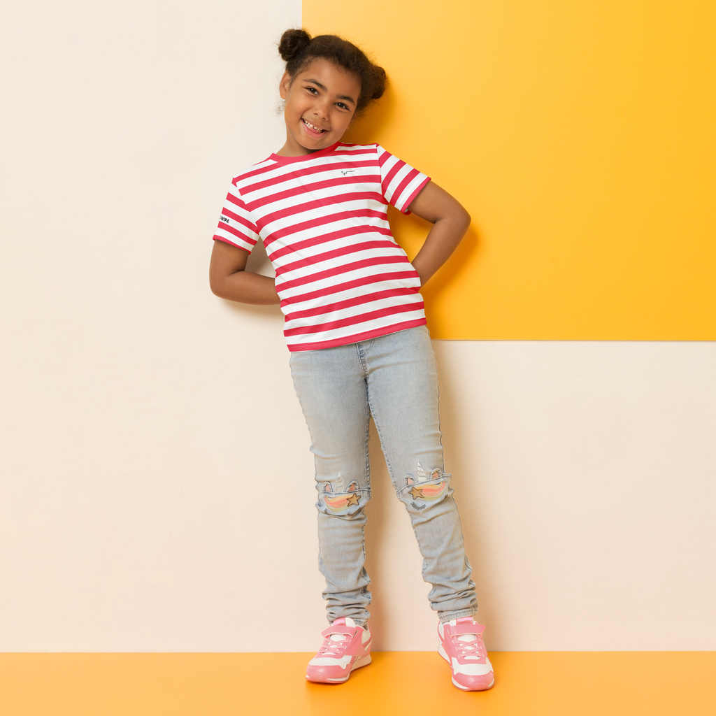 SUCCESS WIRE Unisex Striped Crew Neck T-Shirt for Little Kids (2T-7)