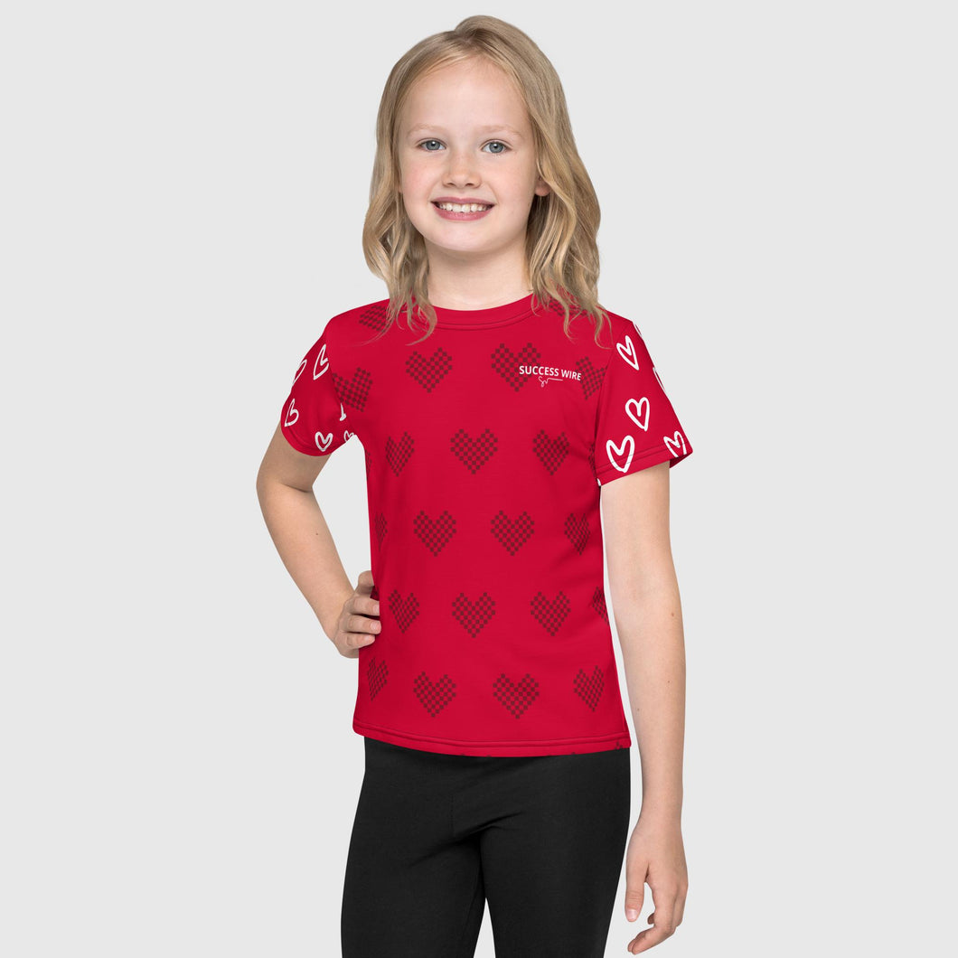 SUCCESS WIRE Heart Crew Neck T-Shirt for Little Girls  (2T-7)