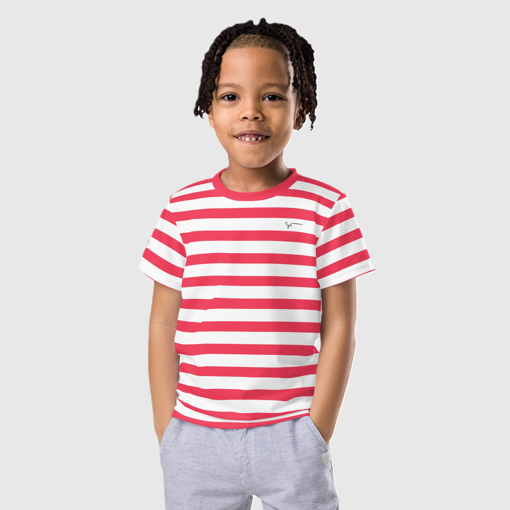 SUCCESS WIRE Unisex Striped Crew Neck T-Shirt for Little Kids (2T-7)