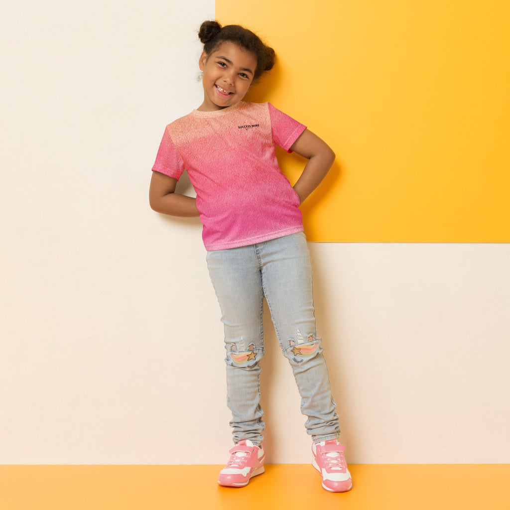 SUCCESS WIRE Watercolor Crew Neck T-Shirt for Little Girls (2T-7)