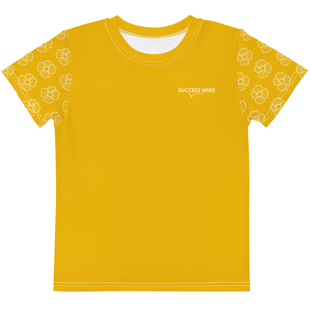 SUCCESS WIRE Blooming Petals Crew Neck T-shirt for Little Girls (2T-7) - Goldenrod