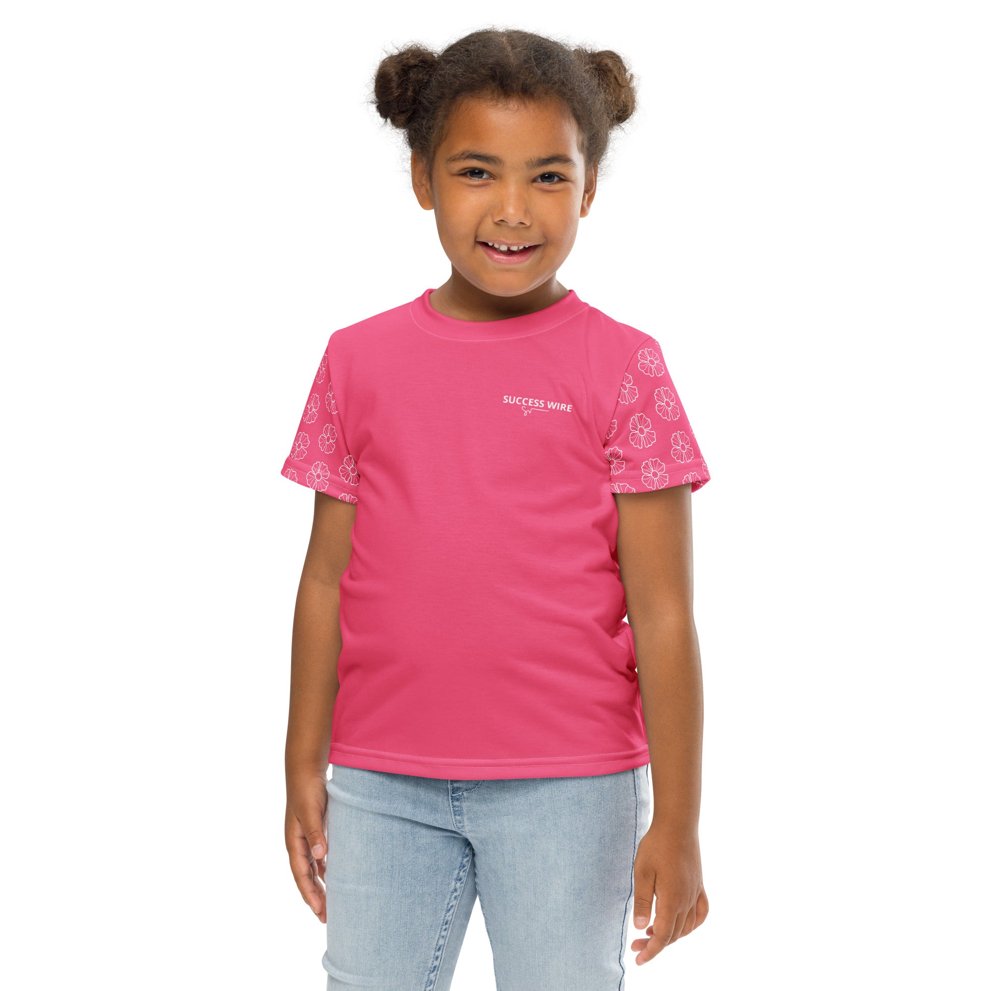 SUCCESS WIRE Blooming Petals Crew Neck T-Shirt for Little Girls (2T-7) - Brink Pink
