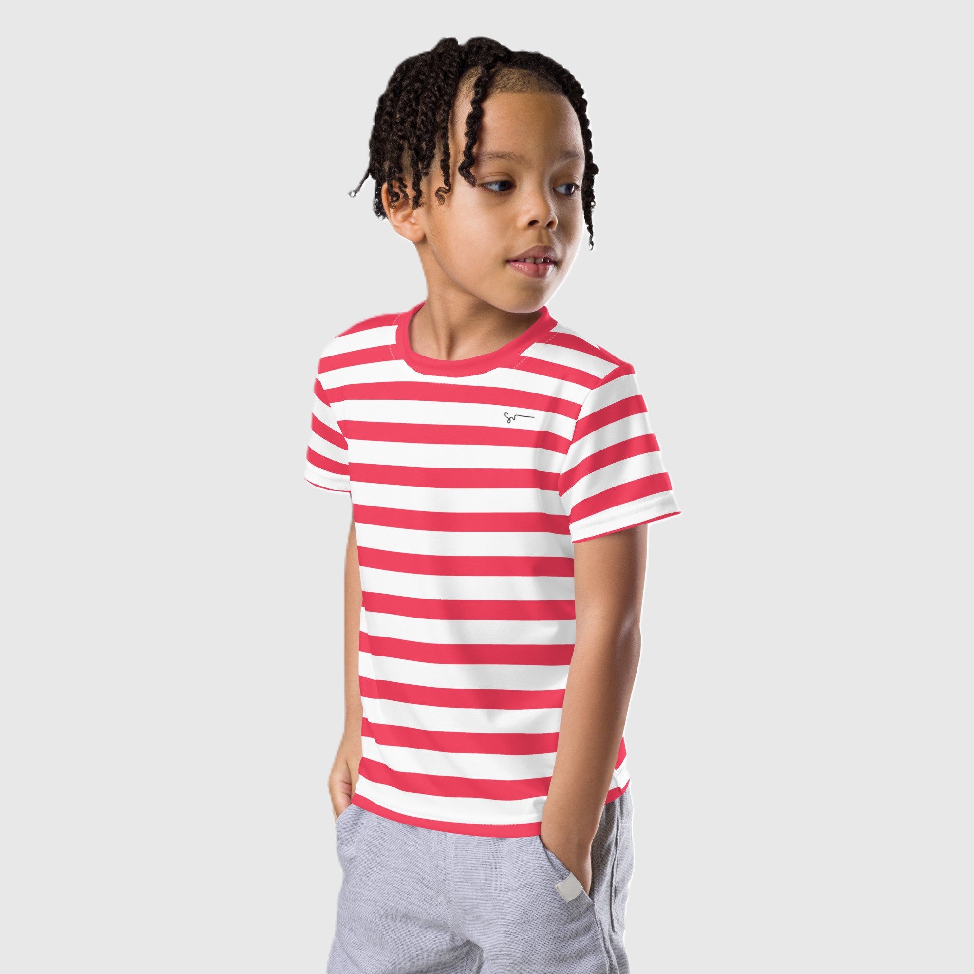 SUCCESS WIRE Unisex Striped Crew Neck T-Shirt for Little Kids (2T-7)