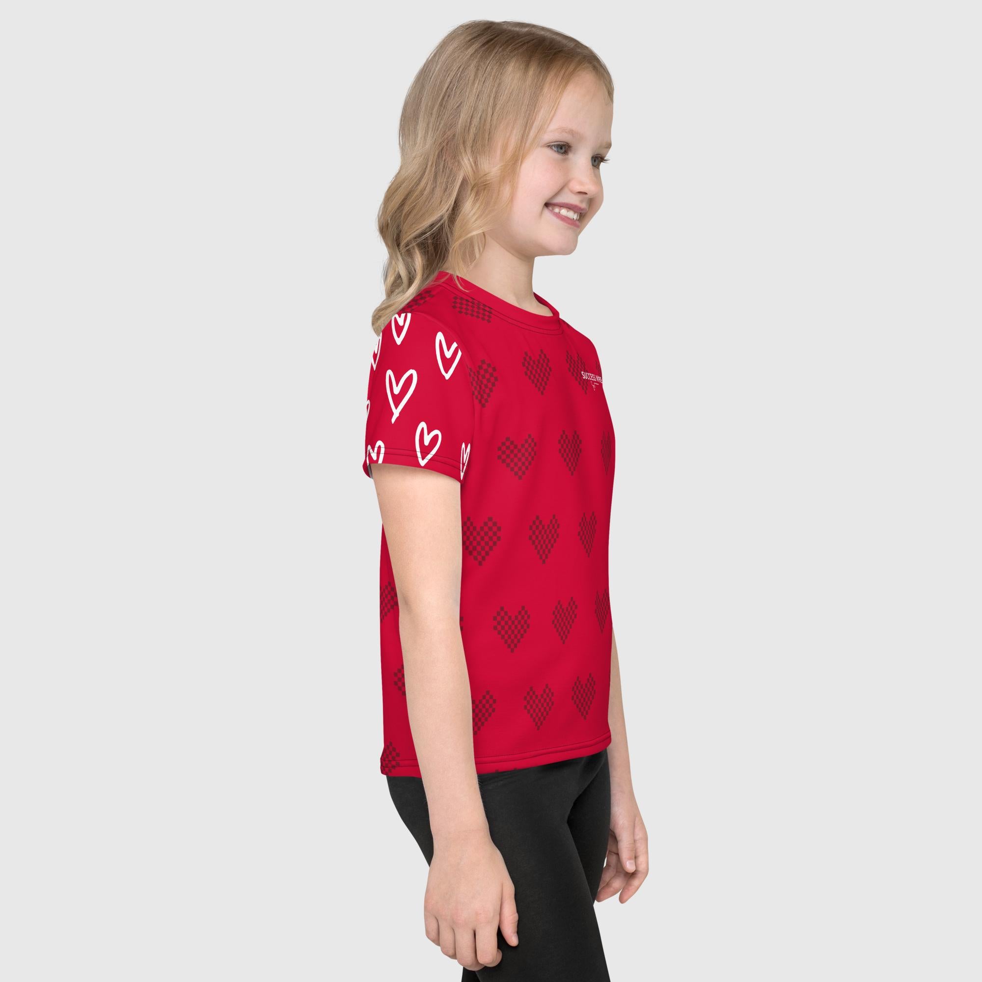 SUCCESS WIRE Heart Crew Neck T-Shirt for Little Girls  (2T-7)