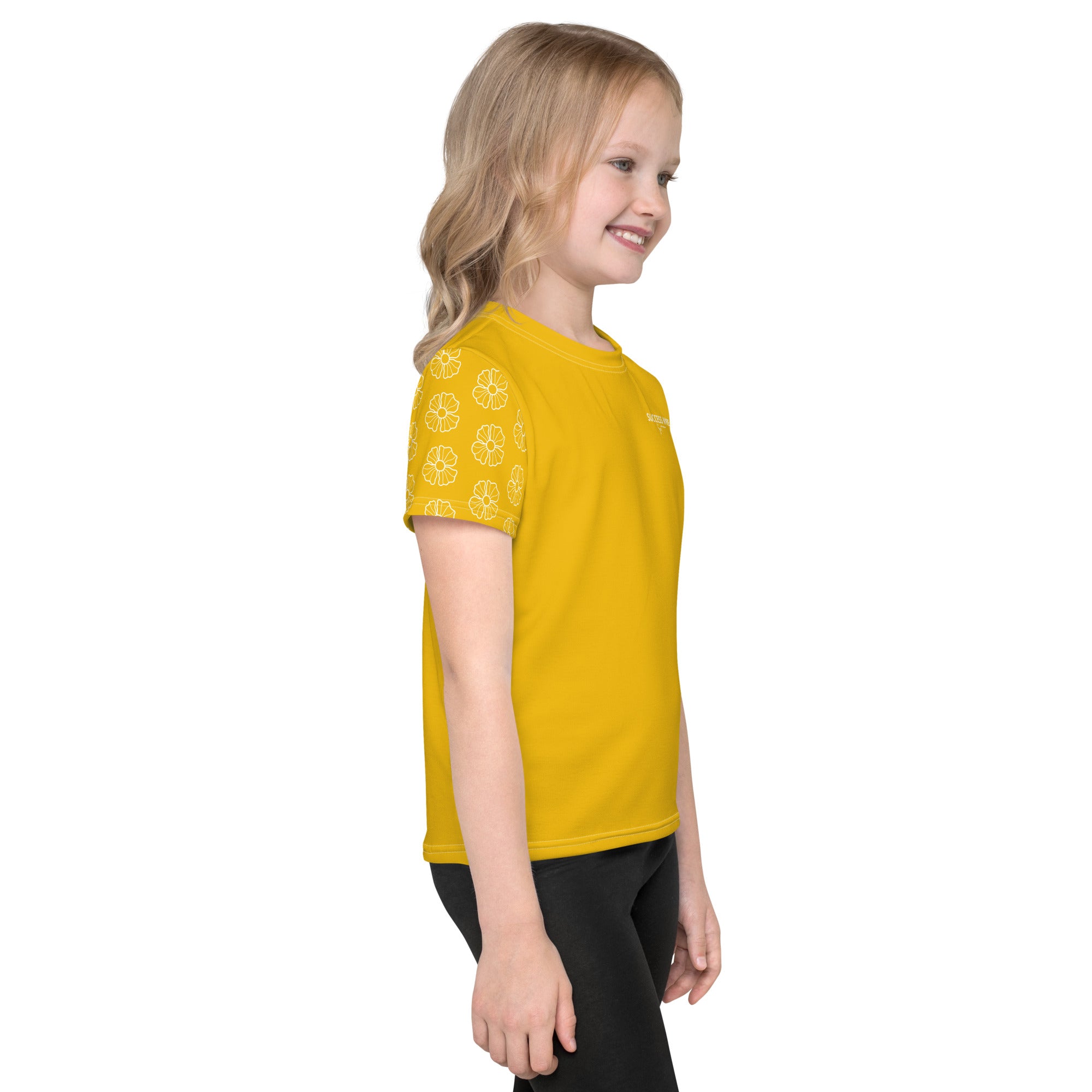 SUCCESS WIRE Blooming Petals Crew Neck T-shirt for Little Girls (2T-7) - Goldenrod