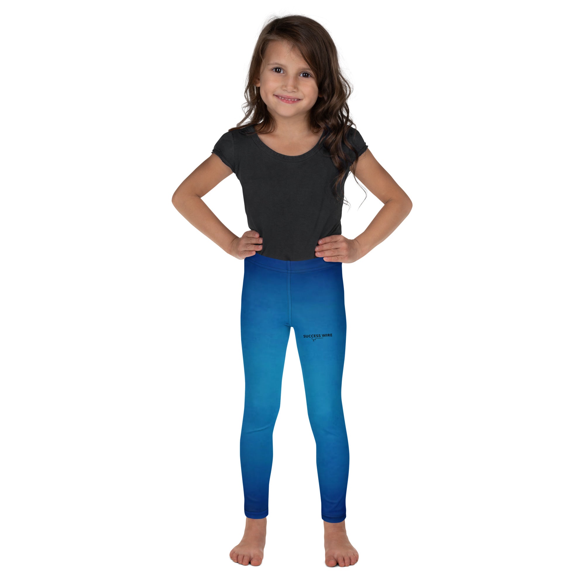 SUCCESS WIRE Blue Glow Leggings for Little Kids (2T-7) w/Black Logo