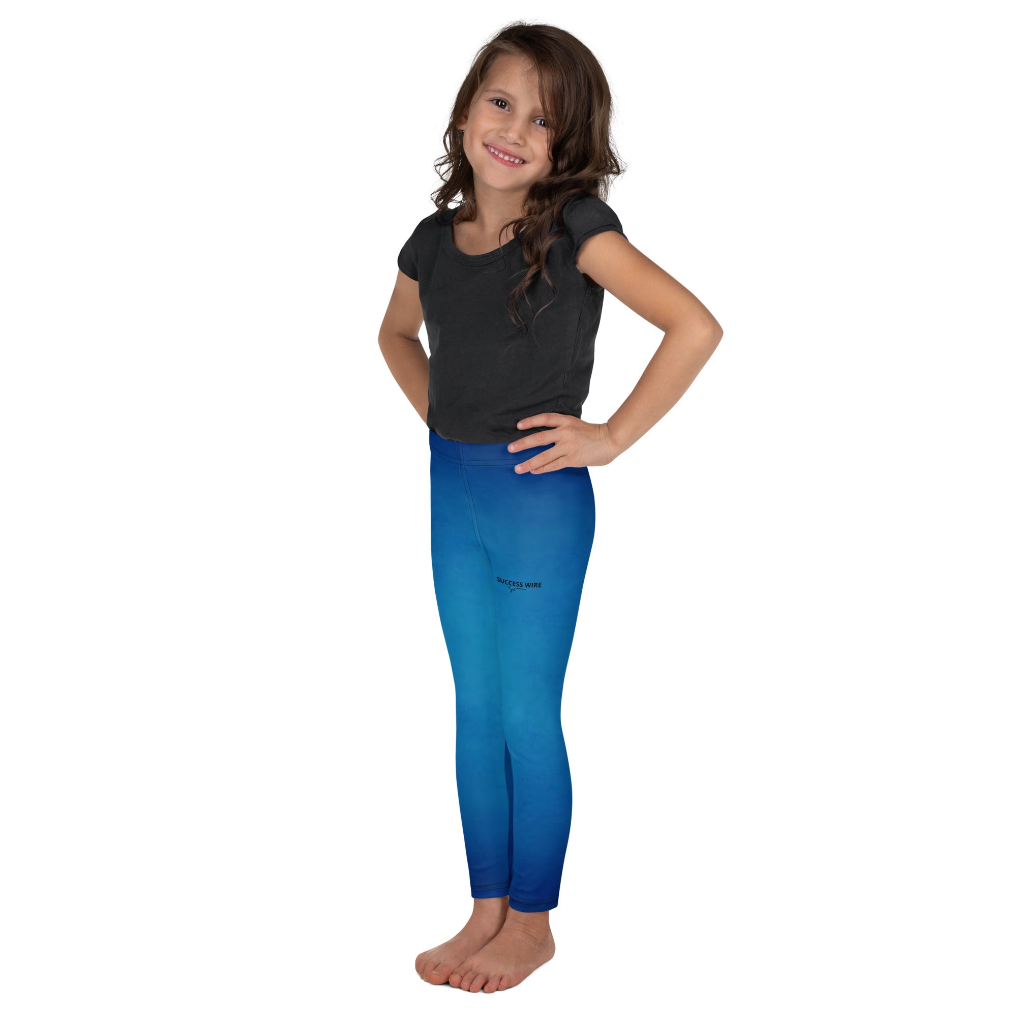 SUCCESS WIRE Blue Glow Leggings for Little Kids (2T-7) w/Black Logo