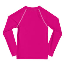 Load image into Gallery viewer, SUCCESS WIRE Medium Violet Red with White Logo Rash Guard for Little Girls (2T-7)
