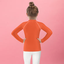 Load image into Gallery viewer, SUCCESS WIRE Outrageous Orange with White Logo Rash Guard for Little Girls (2T-7)
