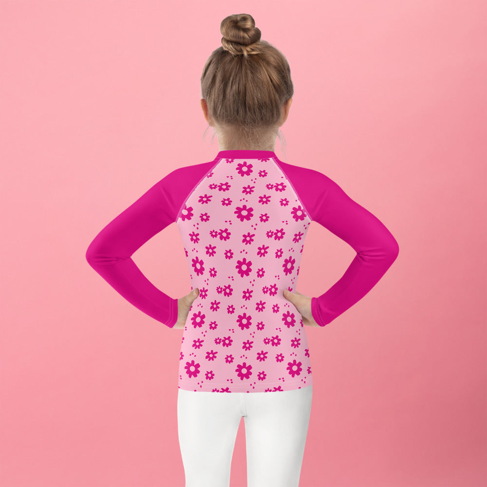 SUCCESS WIRE Power Flower Pink Rash Guard for Little Girls (2T-7)