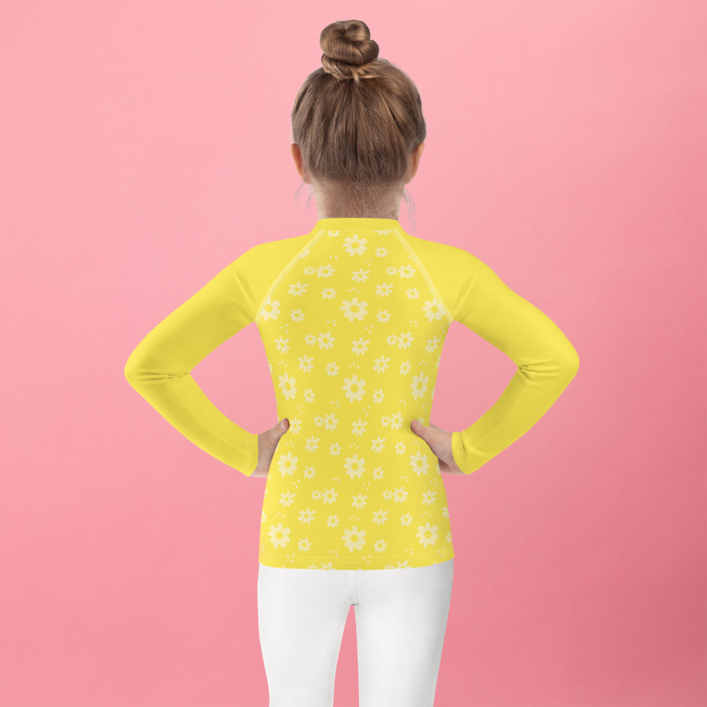 SUCCESS WIRE Power Flower Yellow Rash Guard for Little Girls (2T-7)