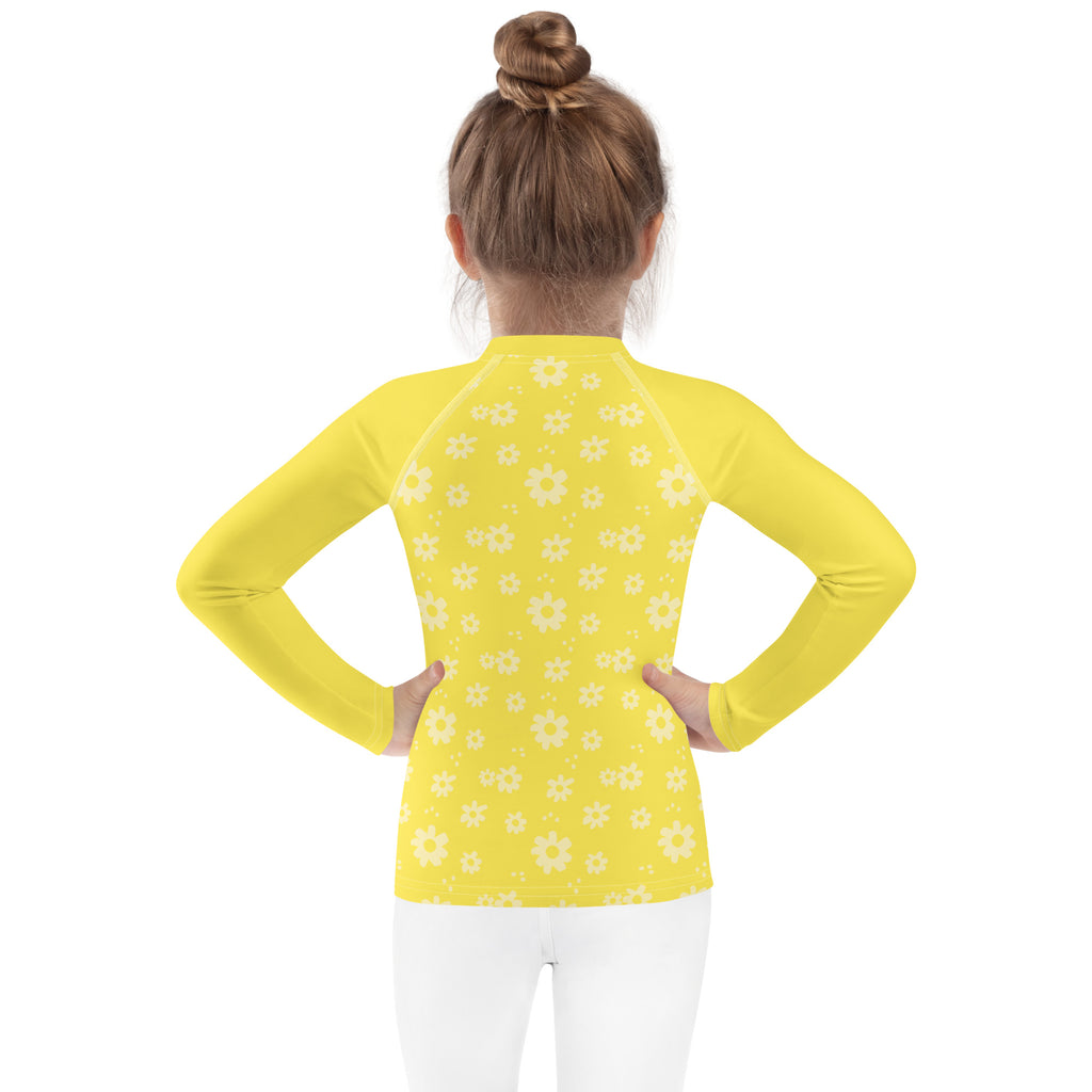 SUCCESS WIRE Power Flower Yellow Rash Guard for Little Girls (2T-7)