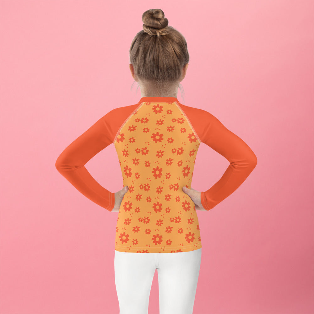 SUCCESS WIRE Power Flower Orange Rose Rash Guard for Little Girls (2T-7)