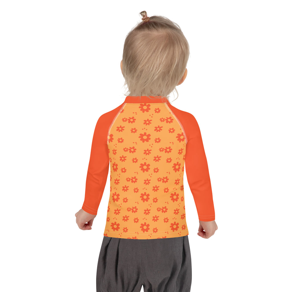 SUCCESS WIRE Power Flower Orange Rose Rash Guard for Little Girls (2T-7)