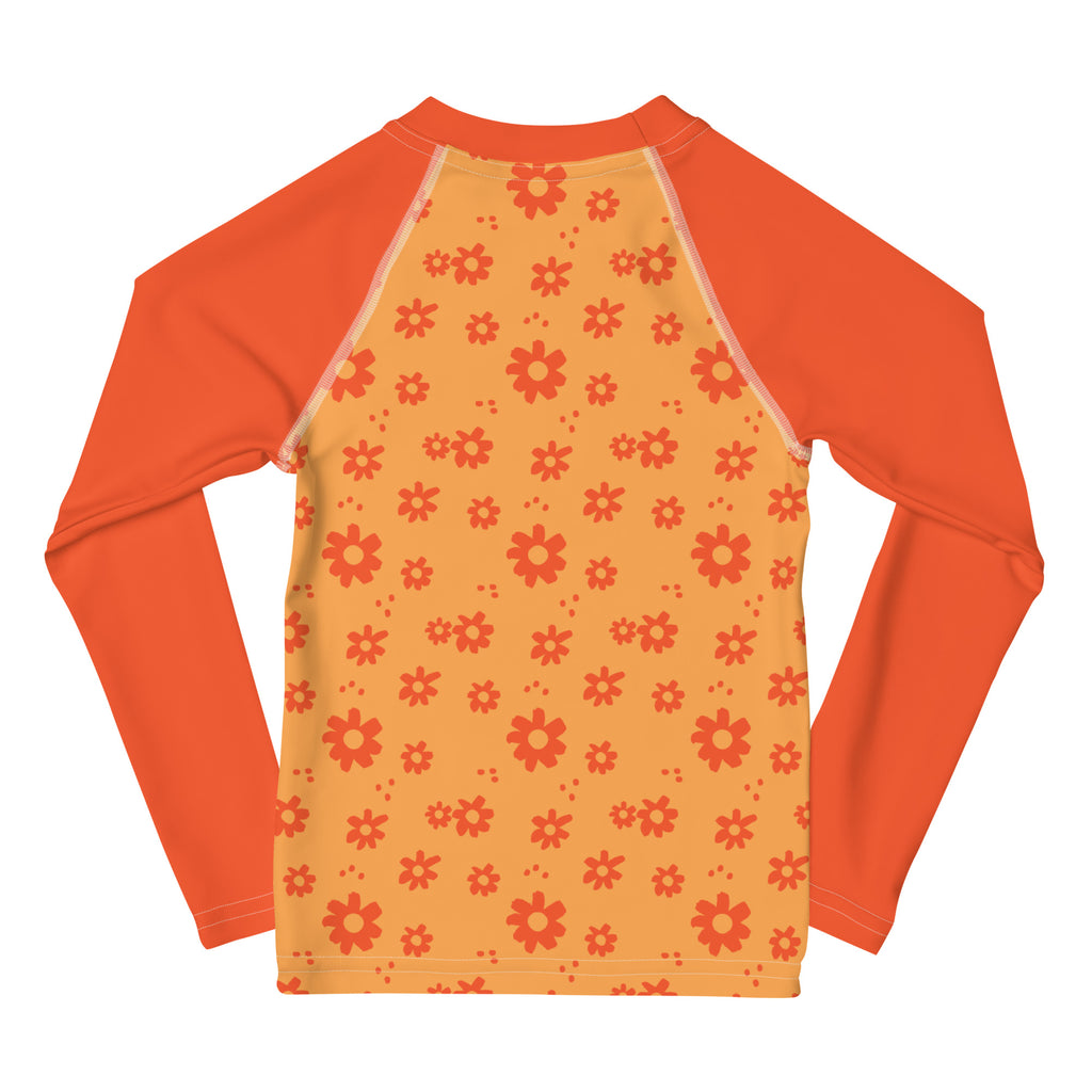 SUCCESS WIRE Power Flower Orange Rose Rash Guard for Little Girls (2T-7)