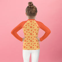 Load image into Gallery viewer, SUCCESS WIRE Power Flower Chardonnay Orange Rash Guard for Little Girls (2T-7)
