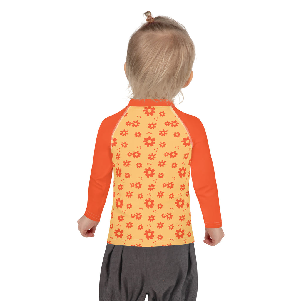 SUCCESS WIRE Power Flower Chardonnay Orange Rash Guard for Little Girls (2T-7)