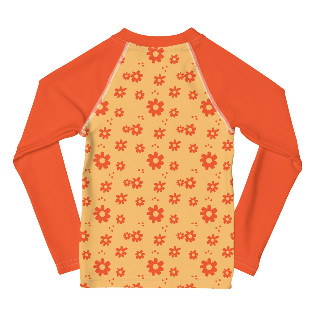 SUCCESS WIRE Power Flower Chardonnay Orange Rash Guard for Little Girls (2T-7)