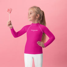 Load image into Gallery viewer, SUCCESS WIRE Medium Violet Red with White Logo Rash Guard for Little Girls (2T-7)
