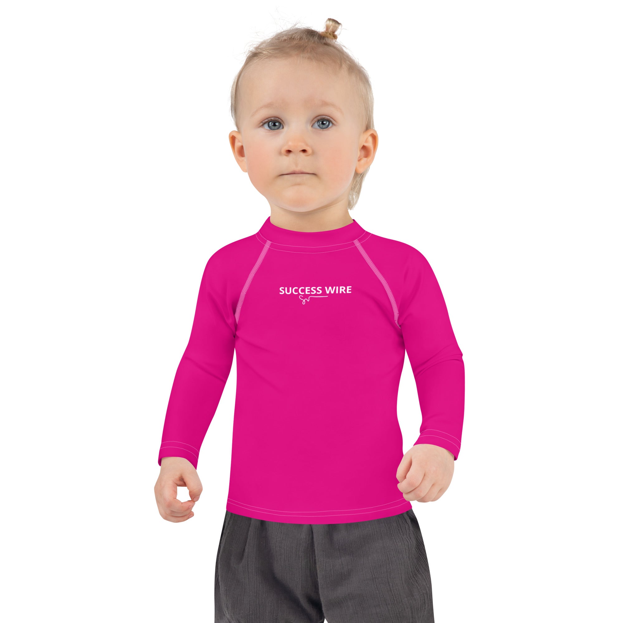 SUCCESS WIRE Medium Violet Red with White Logo Rash Guard for Little Girls (2T-7)