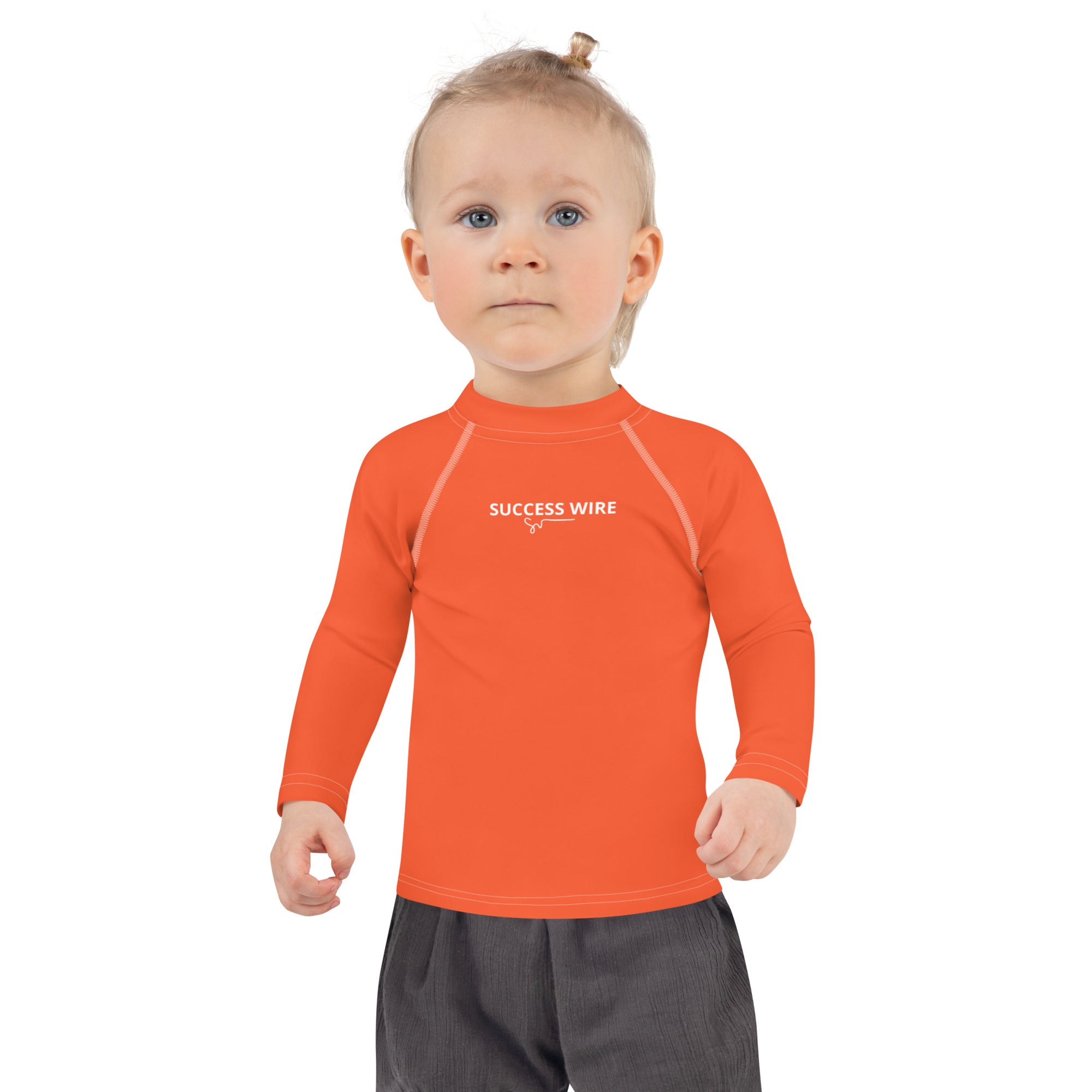 SUCCESS WIRE Outrageous Orange with White Logo Rash Guard for Little Girls (2T-7)