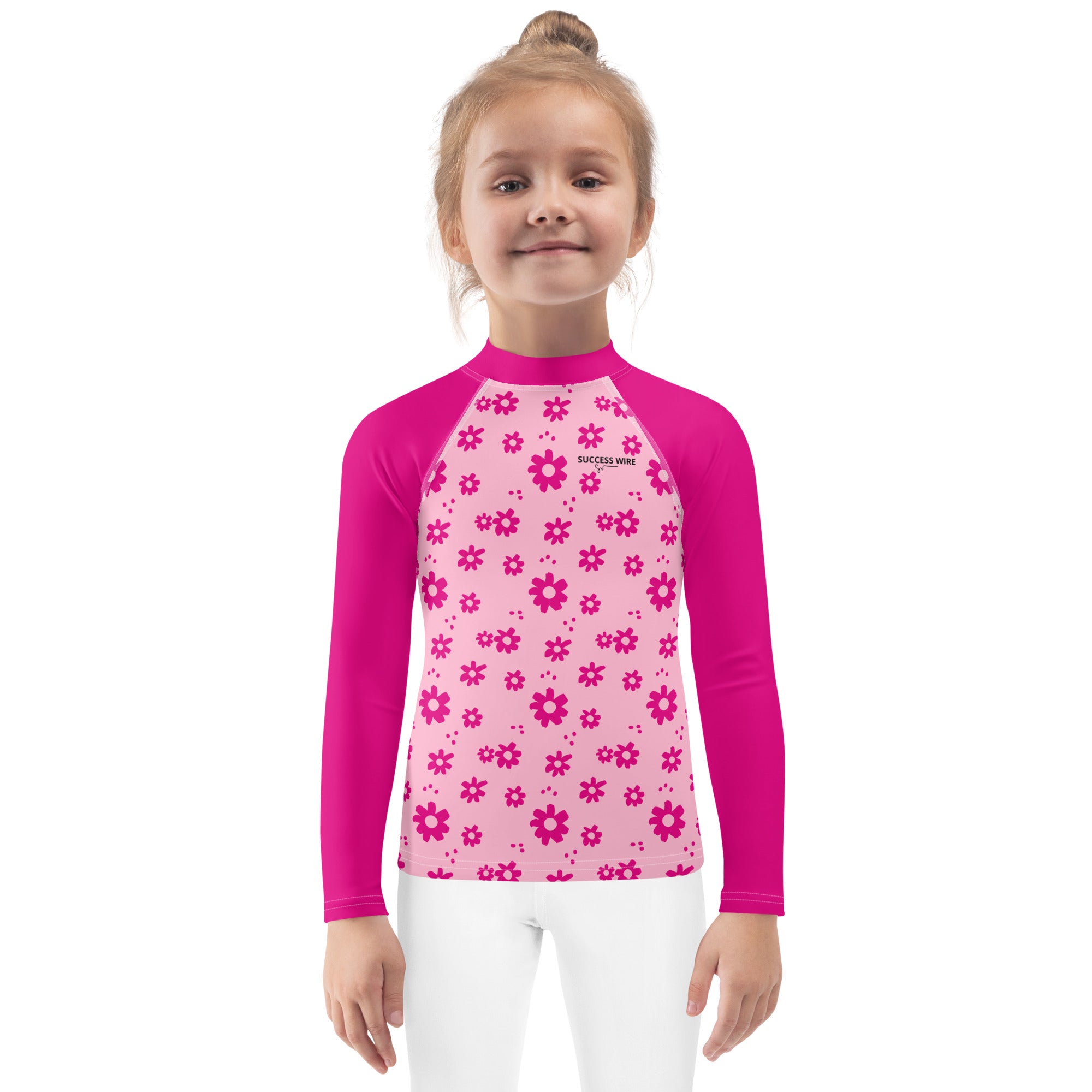 SUCCESS WIRE Power Flower Pink Rash Guard for Little Girls (2T-7)