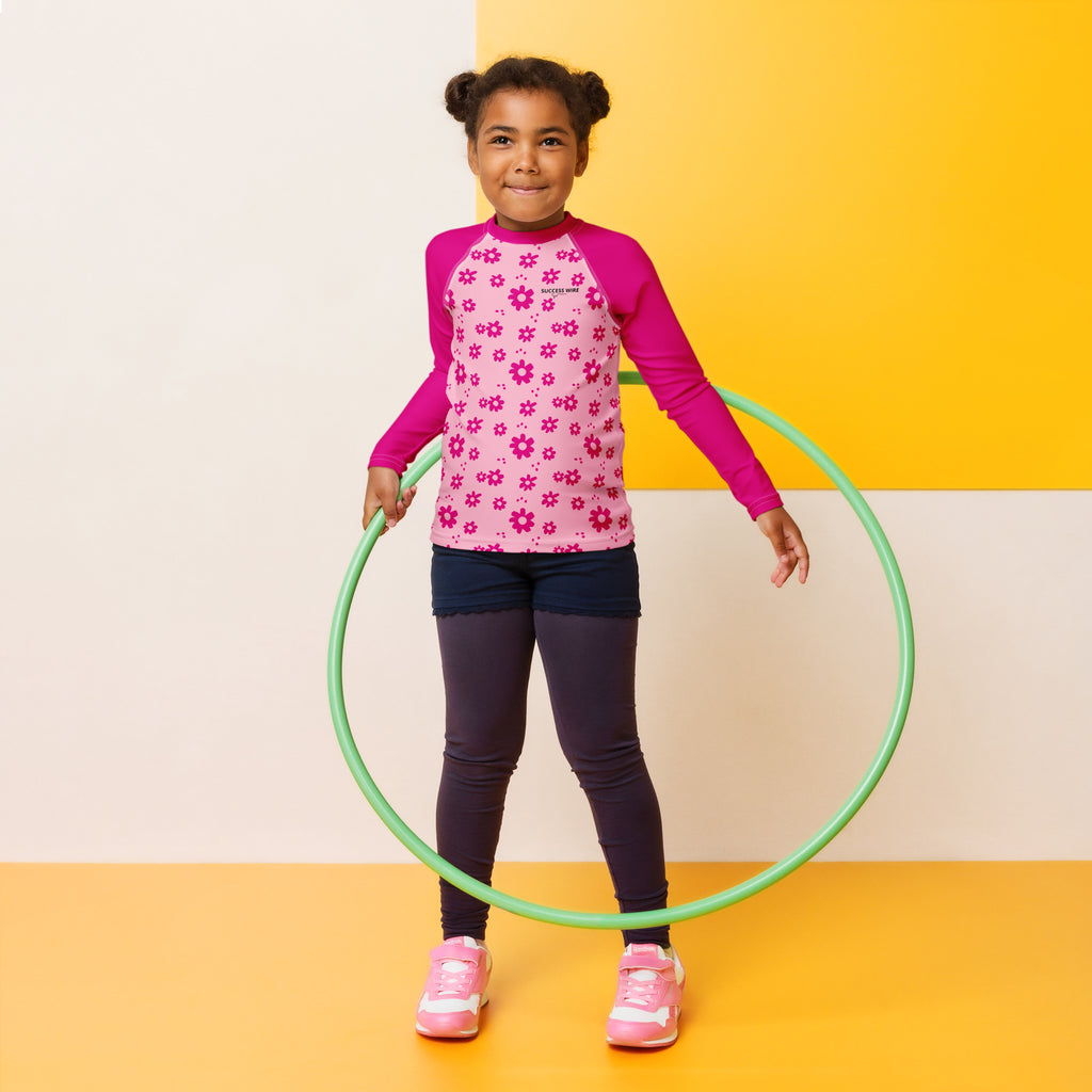 SUCCESS WIRE Power Flower Pink Rash Guard for Little Girls (2T-7)