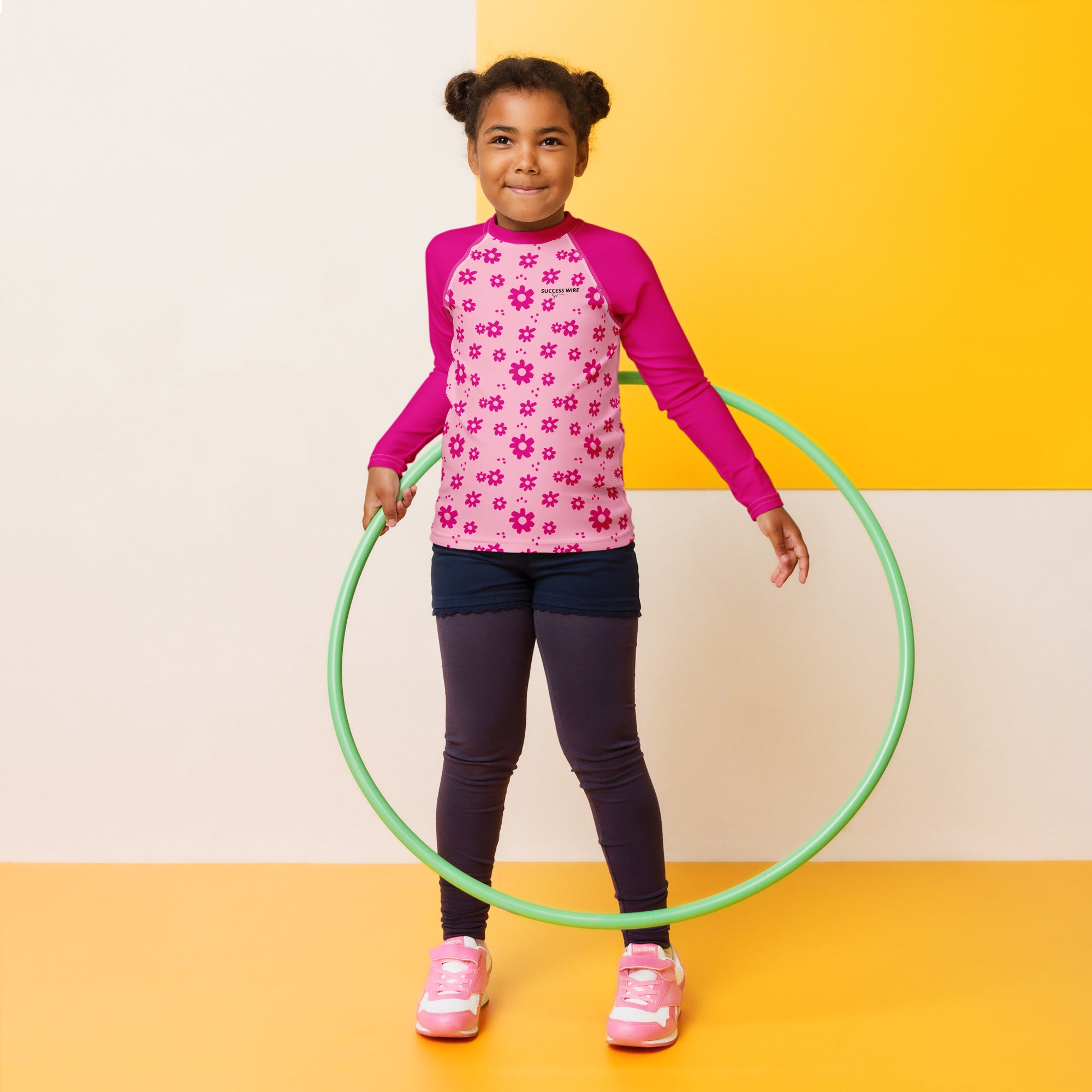 SUCCESS WIRE Power Flower Pink Rash Guard for Little Girls (2T-7)