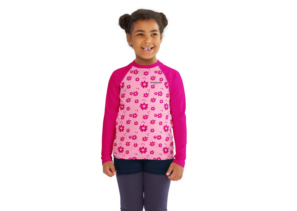 SUCCESS WIRE Power Flower Pink Rash Guard for Little Girls (2T-7)