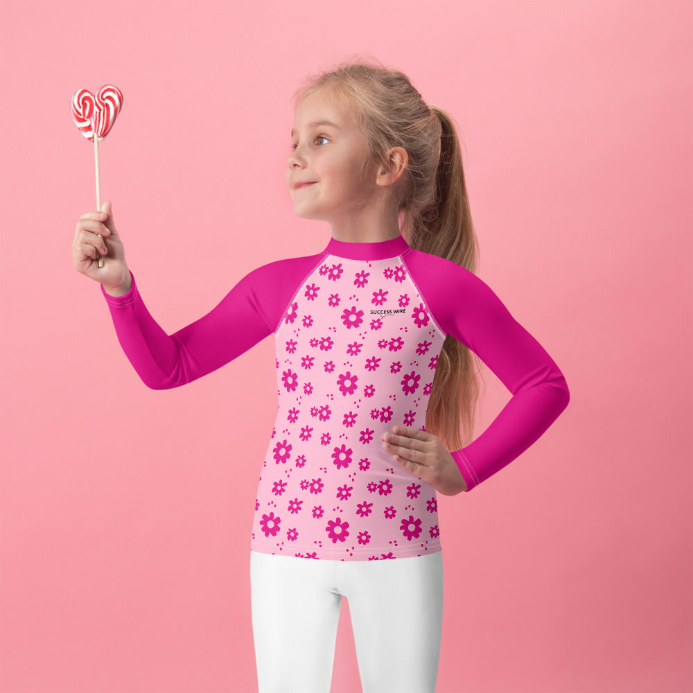 SUCCESS WIRE Power Flower Pink Rash Guard for Little Girls (2T-7)