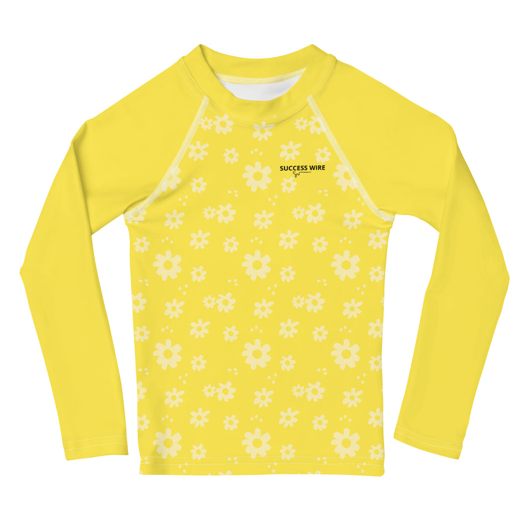 SUCCESS WIRE Power Flower Yellow Rash Guard for Little Girls (2T-7)