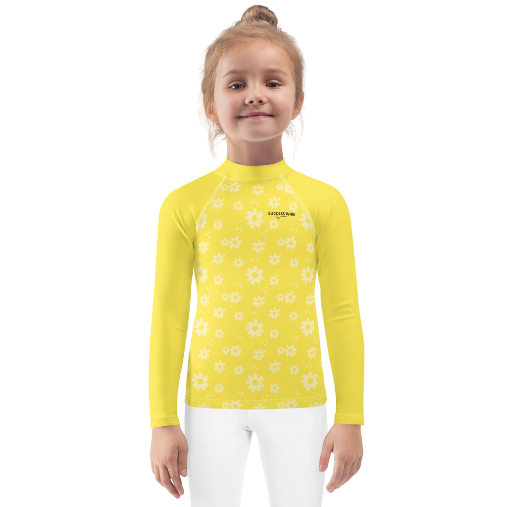SUCCESS WIRE Power Flower Yellow Rash Guard for Little Girls (2T-7)