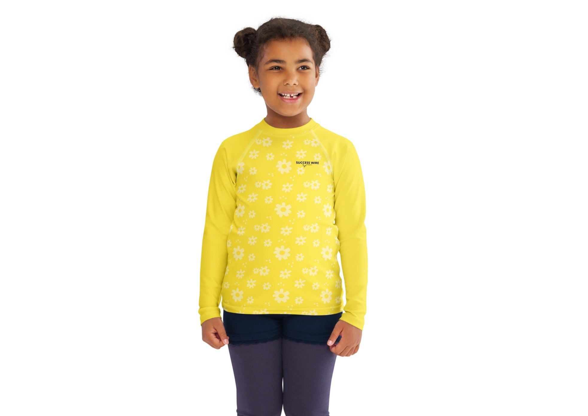 SUCCESS WIRE Power Flower Yellow Rash Guard for Little Girls (2T-7)