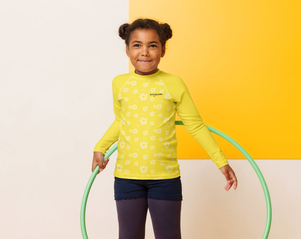 SUCCESS WIRE Power Flower Yellow Rash Guard for Little Girls (2T-7)
